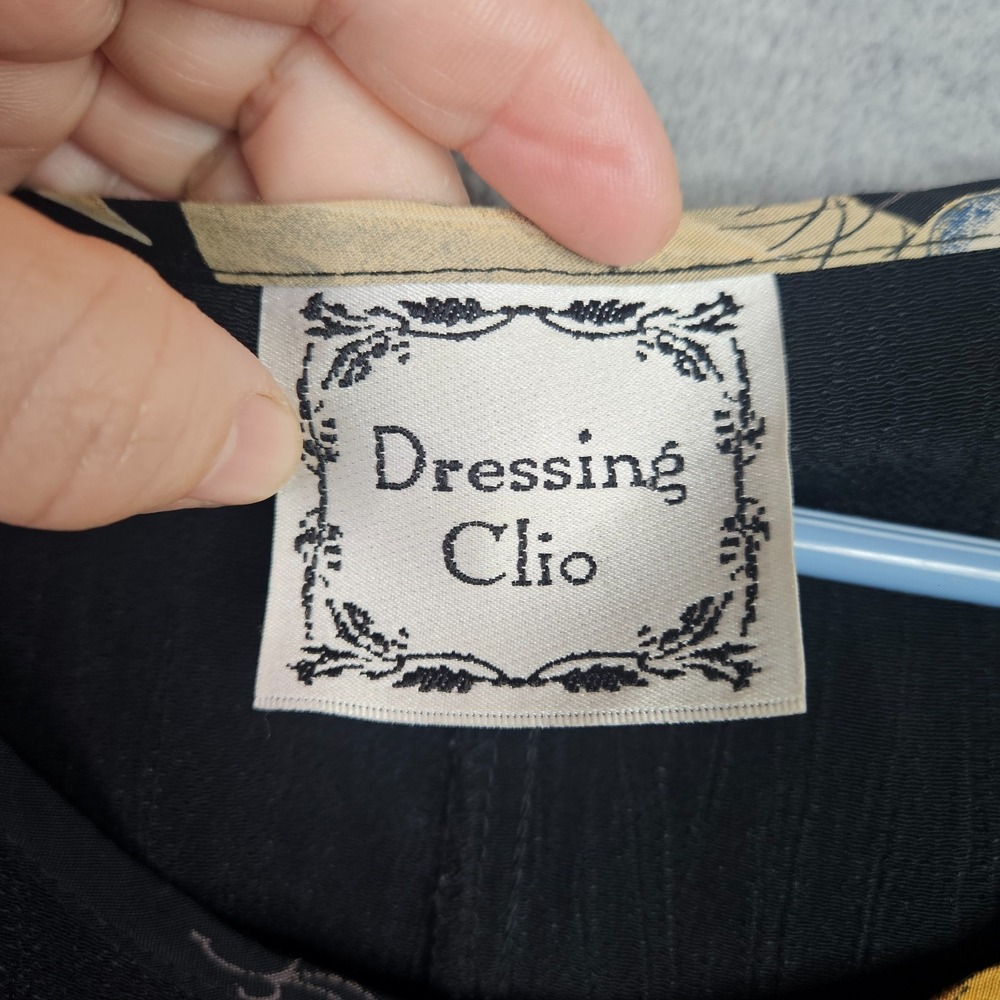 Dressing Clio Vintage Black Maxi Dress Women's Sz Medium Sleeveless Floral Trim - Picture 10 of 13
